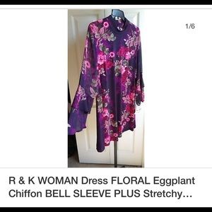 Bell sleeved eggplant colored dress size 18W